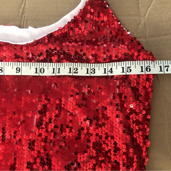 SEQUIN RED TANK or MINI DRESS SZ S - Picture 10 of 16